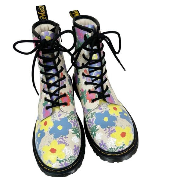 Dr. Martens Boots Womens 6 Floral Print Lace Up 1460 Y Multicolor Docs - Picture 3 of 10